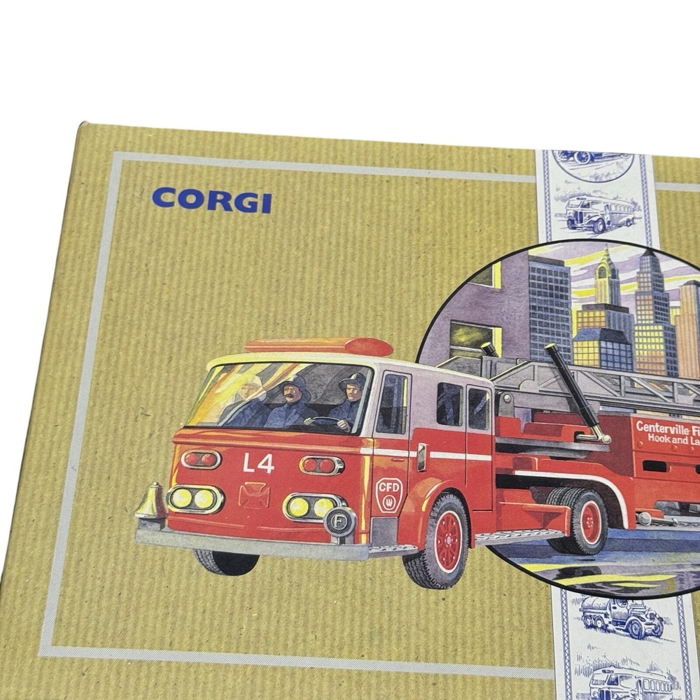 Corgi 1:50 Scale Diecast Fire Vehicle Red White Hook and Ladder Truck Model